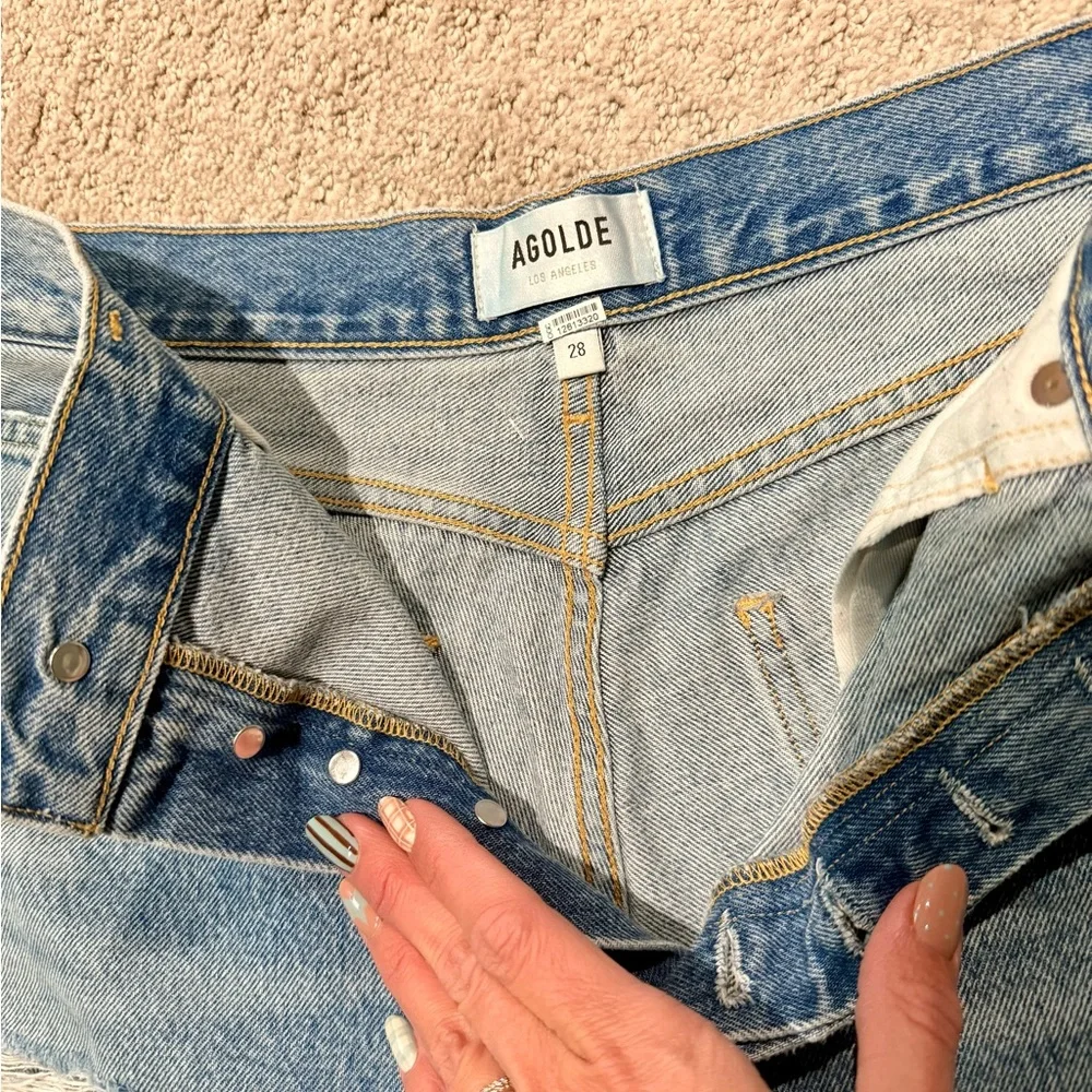 Agolde Light Blue Distressed Denim Women’s Shorts - Picture 4 of 4